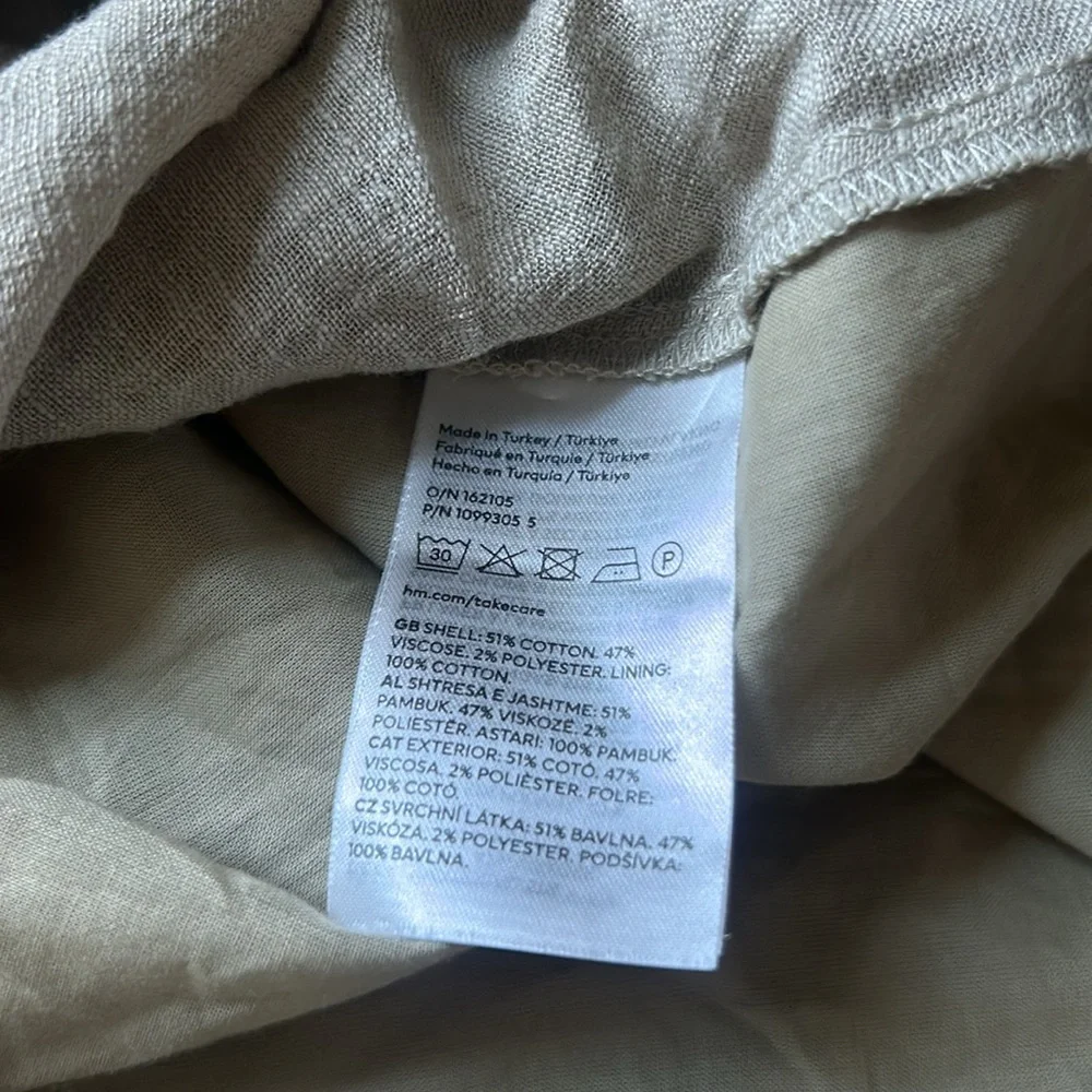 NWT H&M Creme LS‎ Linen Like Material Size Large - Picture 6 of 7